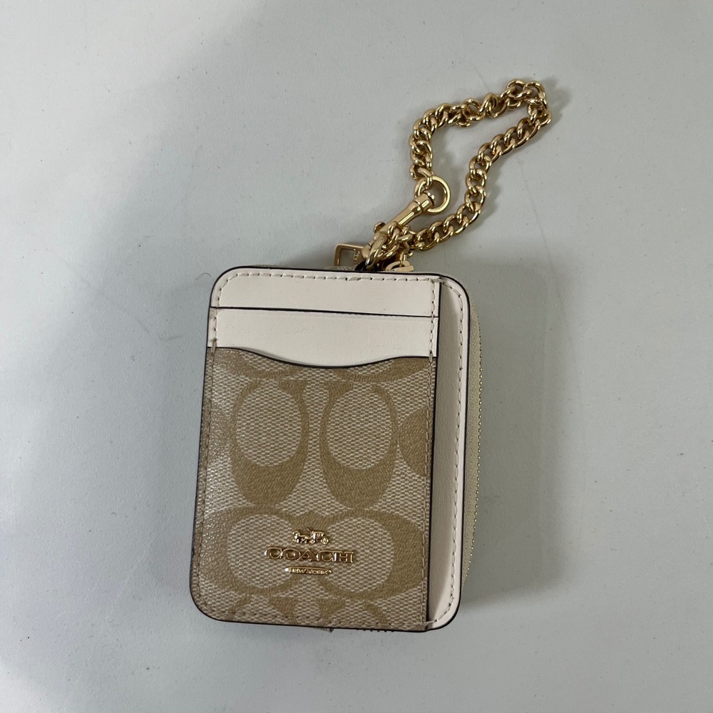 Coach ID Case Card Wallet Signature Canvas Chain Link Strap Classic Y2K Everyday